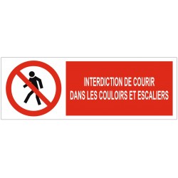 Panneau interdiction de courir dans les couloirs et les escaliers