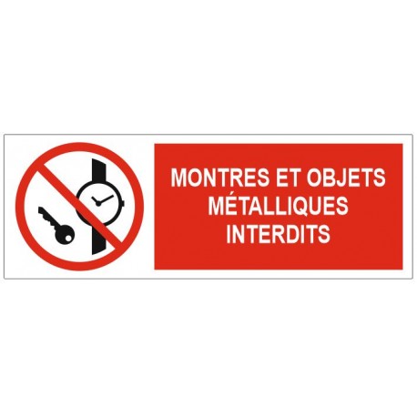 Panneau montres et objets métalliques interdits