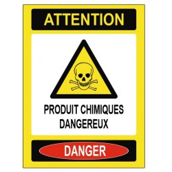 Panneau attention produits chimiques dangereux