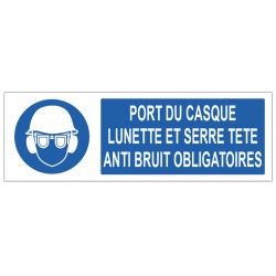 Panneau picto Port casque lunette et serre tete anti bruit