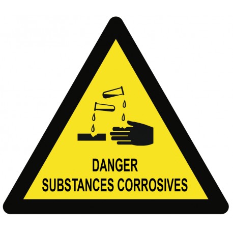 Panneau danger substances corrosives texte