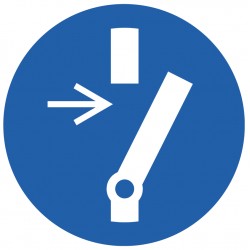 Panneau ISO 7010 M021 – Déconnexion obligatoire des sources d'énergie avant maintenance ou réparation