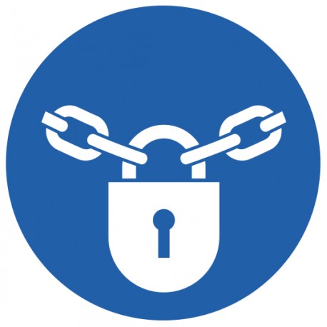 Panneau ISO 7010 M028 – Verrouillage obligatoire / Maintenir les armoires et installations dangereuses verrouillées