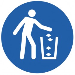 Panneau ISO 7010 M030 – Utiliser la poubelle / Obligation de déposer les déchets dans le conteneur prévu