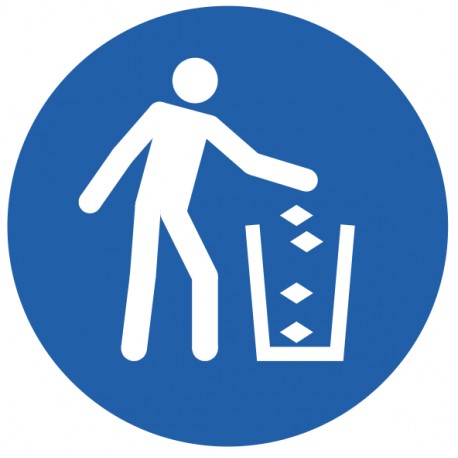 Panneau ISO 7010 M030 – Utiliser la poubelle / Obligation de déposer les déchets dans le conteneur prévu