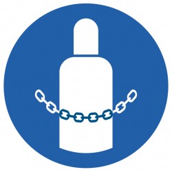 Panneau ISO 7010 M046 – Arrimage obligatoire des bouteilles de gaz / Prévention des chutes et des fuites de gaz