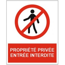 Panneau propriété privée entrée interdite