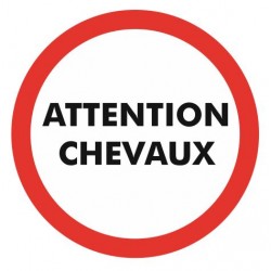 Autocollant Attention chevaux fer