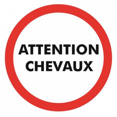 Autocollant Attention chevaux fer