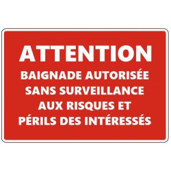 Panneau baignade non surveillée