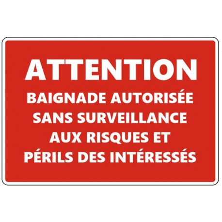 Panneau baignade non surveillée