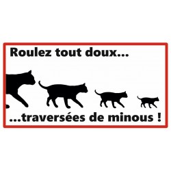 Panneau ralentissez chat en traverse