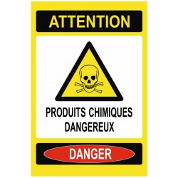 Panneau attention produits chimiques dangereux