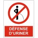 Panneau défense d'uriner
