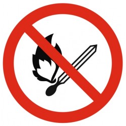 Panneau flammes nues, fumées et feux interdits