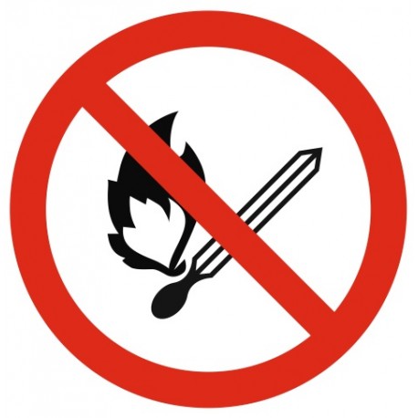 Panneau flammes nues, fumées et feux interdits