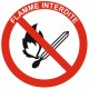 Affiche flamme interdite etiquette