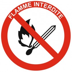 Affiche flamme interdite etiquette
