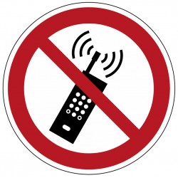 Panneau interdiction d’activer des téléphones mobiles (P013)