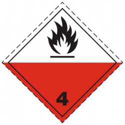Plaque spontanément inflammable (transport international)