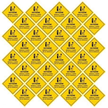 Etiquette oxygene medical à bord