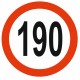 Panneau limitation vitesse 190 KM/H