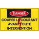 Panneau danger couper le courant avant intervention