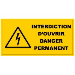 Panneau interdiction d'ouvrir danger permenant