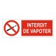 Panneau ou autocollant interdit de vapoter