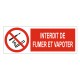 Panneau interdit de fumer et vapoter 