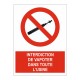 Pictogramme interdiction de vapoter etiquette
