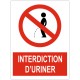 Panneau interdiction d'uriner