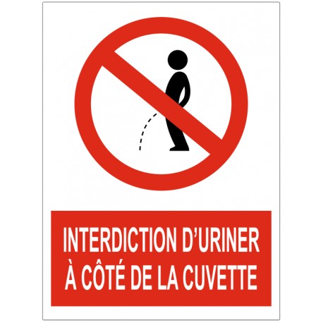 Panneau interdiction d'uriner à côté de la cuvette