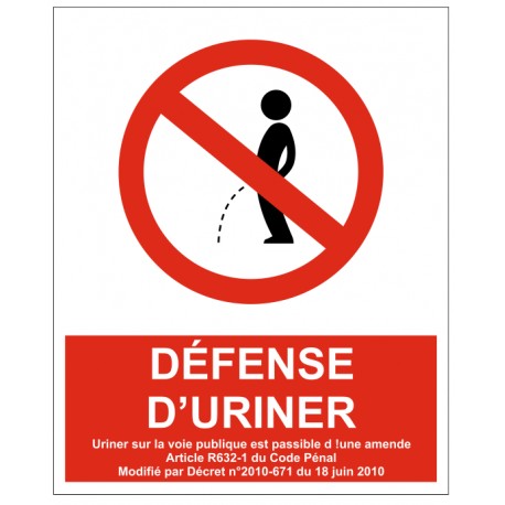 Panneau défense d'uriner