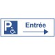Panneau entrée parking handicap vers la droite