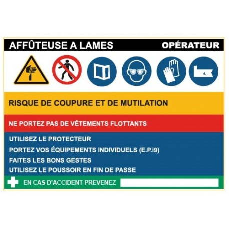 Fiche de sécurité : affuteuse lame