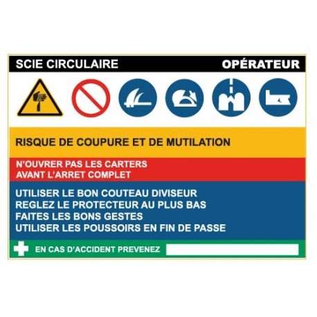 Fiche de sécurité : scie circulaire