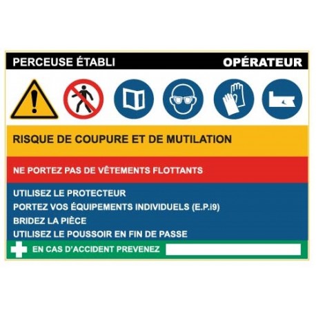 Fiche de sécurité : perceuse etabli