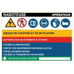 Fiche de sécurité : raboteuse