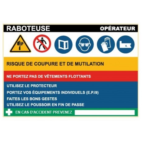 Fiche de sécurité : raboteuse