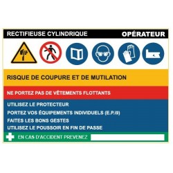 Fiche de sécurité : rectifieuse cylindrique