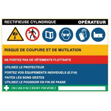 Fiche de sécurité : rectifieuse cylindrique