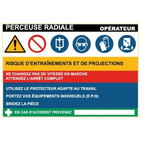 Fiche de sécurité : perceuse radiale