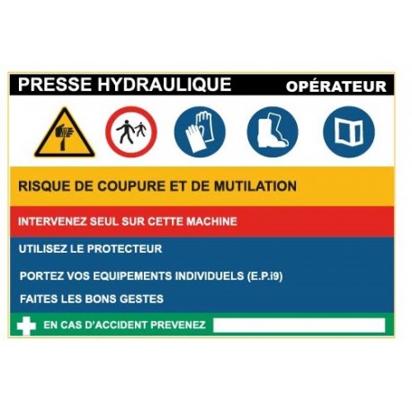 Fiche de sécurité : presse hydraulique