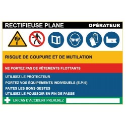 Fiche de sécurité : rectifieuse plane