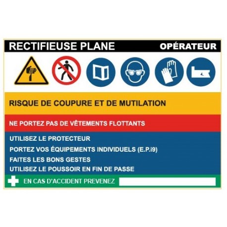 Fiche de sécurité : rectifieuse plane