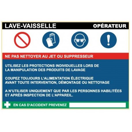 Fiche de sécurité : lave vaisselle