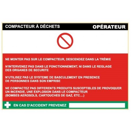 Fiche de sécurité : compacteur à déchets