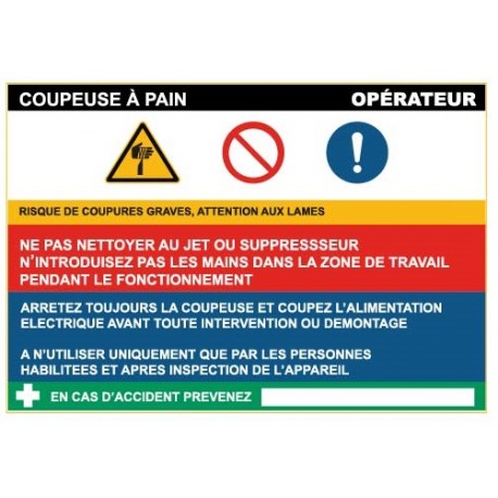 Fiche de sécurité : coupeuse pain