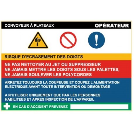 Fiche de sécurité : convoyeur plateau